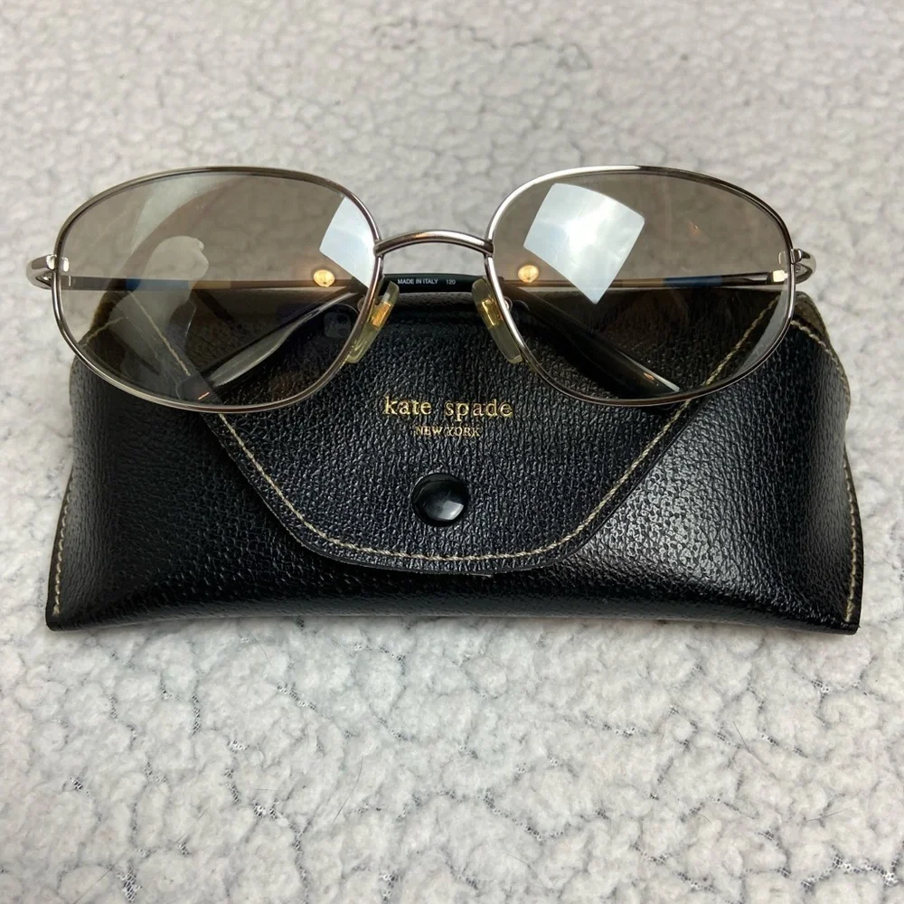 Kate Spade Mirrored  Sunglasses and Leather Case